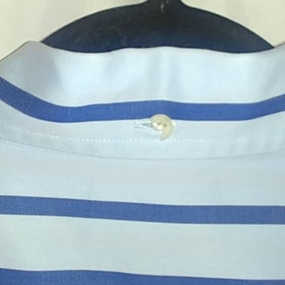 Faconnable Shirt Men's Blue White Striped Button Down Long Sleeve Size XL - Picture 4 of 8